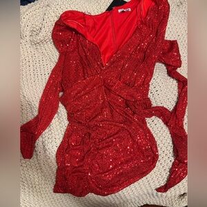 Fashion Nova Vibrant Red Sequin Mini Dress